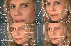 Confused Woman with Math Equations