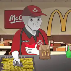 McDonald's employee eating fries