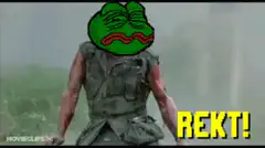 Soldier with Pepe head shouting REKT