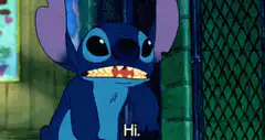 Stitch says Hi with a big smile
