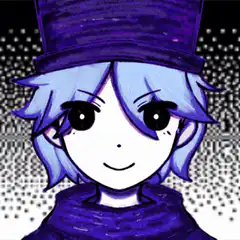 anime character with purple hair and top hat