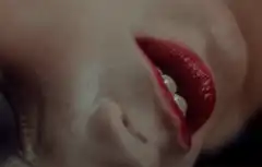 Close up of red lips and teeth