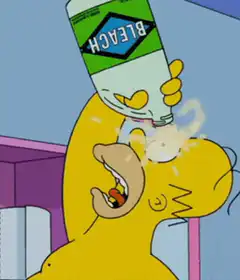 Homer Simpson pours bleach on his head