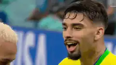 Brazil players celebrate with Neymar