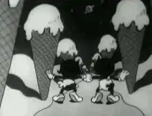 Mickey and Minnie with giant ice cream cones