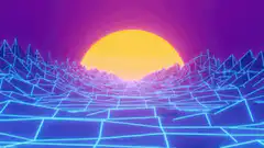 Retro synthwave grid landscape