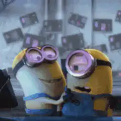 Minions hugging and smiling