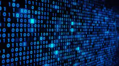 Blue binary code matrix animation