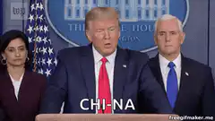 Trump says CHI-NA at press conference