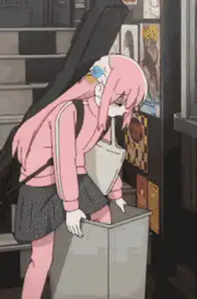 Anya Forger climbs into a trash can