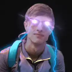 Guy with glowing eyes and lightning
