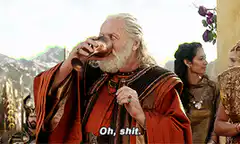Odin drinks and says oh shit