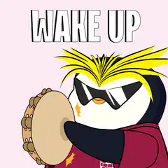 Cool penguin playing tambourine wake up