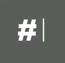Hashtag and cursor on gray background