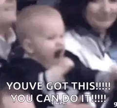Baby cheering with fist pump