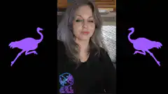 Woman counting on fingers with purple ostriches