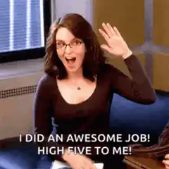Mei Mei high fives herself
