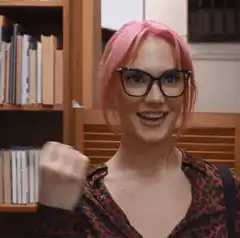 Pink hair woman making faces