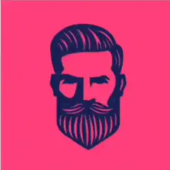 Colorful bearded man logo animation