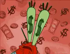 Squidward holding money carrots