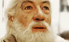 Gandalf looking up in awe