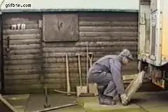 Man drops shovel on foot