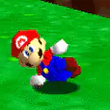 Mario falling on grass