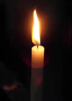 Burning candle in the dark