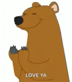 Brown bear waving love ya