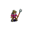 pixel art farmer with pitchfork