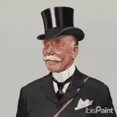 Old man with glowing red eyes