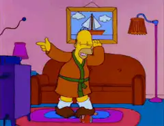 Homer Simpson dancing in robe