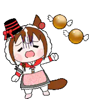 Chibi girl dodging candies