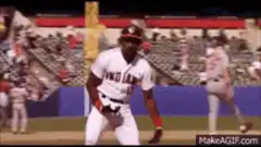 Indians baseball player celebrates in dugout