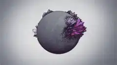 Purple crystals growing on a sphere
