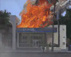 Chase bank building on fire