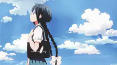 Anime girl looking up at clouds