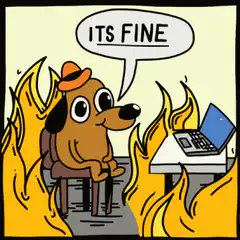 This Is Fine dog in burning room