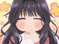 Anime girl blushing with flowers