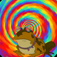 frog with hypnotic spiral eyes