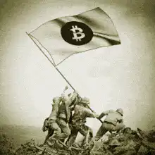 Iwo Jima flag with Bitcoin symbol
