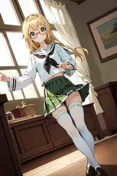 anime girl in sailor uniform pointing