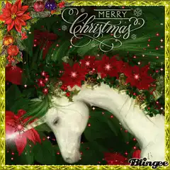 Merry Christmas unicorn with sparkles