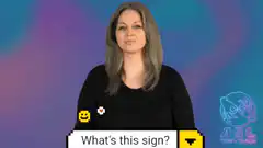 Woman demonstrating ASL sign for 'what'