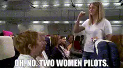 Two women pilots on a plane