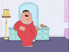 Peter Griffin throws Lois out of bed