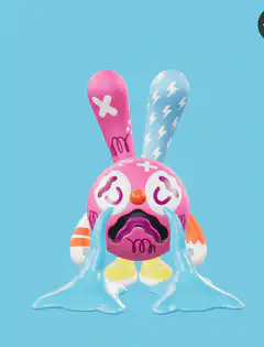 Pink bunny toy crying and spinning