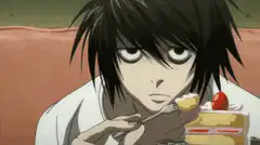 L from Death Note eating cake