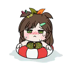 chibi girl in life preserver blushing