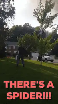 Man breathes fire at a spider